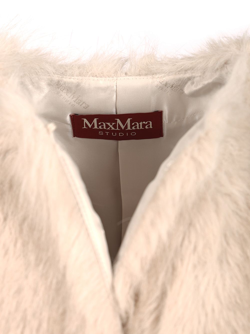 Max Mara Studio Coat In Faux Fur Effect Fabric Coats - White | b12041f783e93d7c8e98e101b83aceac81c7eed0