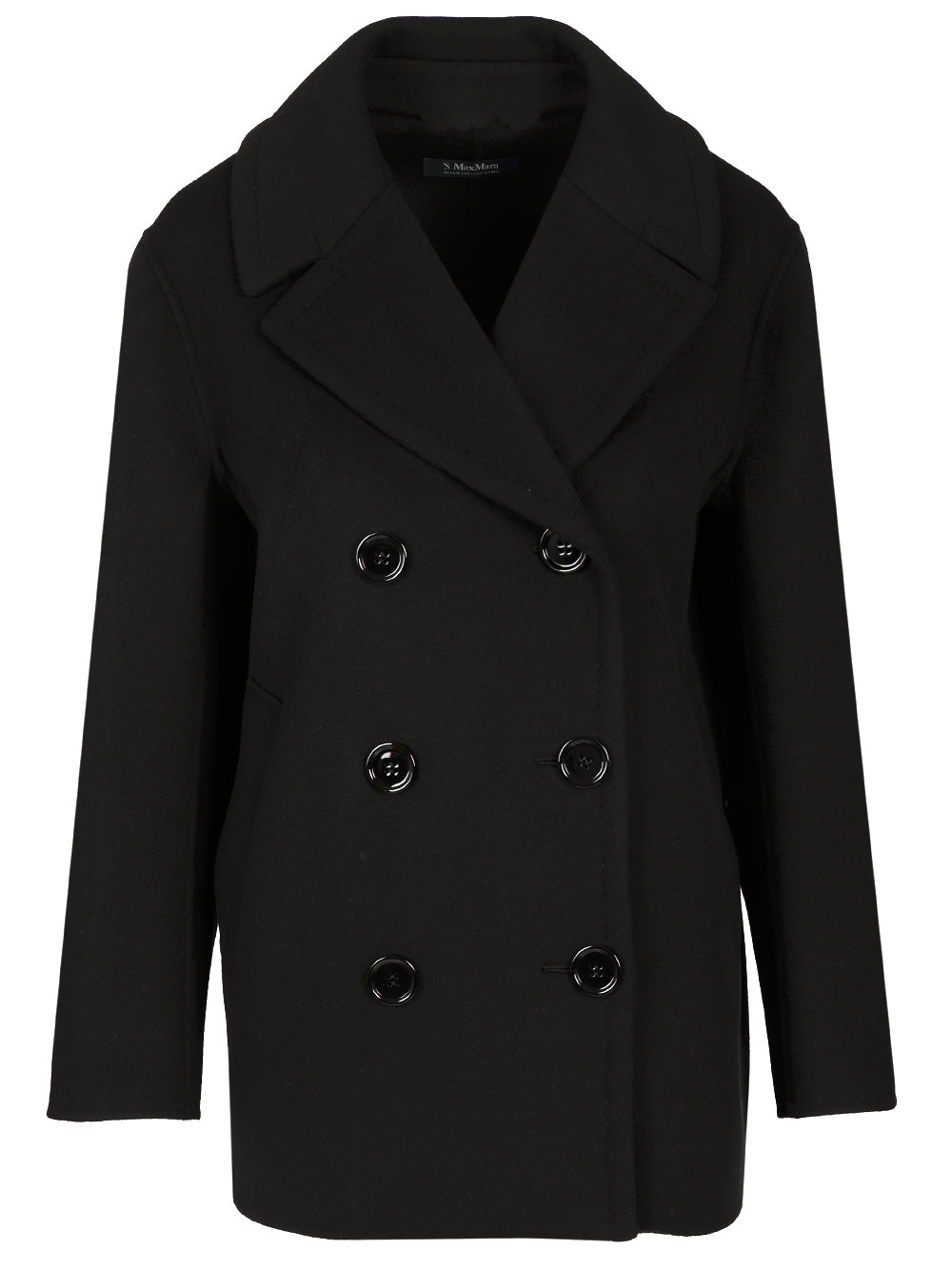 'S Max Mara Wool Drap Pea Coat Jackets - Black | 4ab295f44f34daa6855c9bb492aed1a07959991b