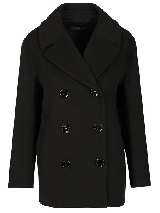 Wool Drap Pea Coat Jackets Black