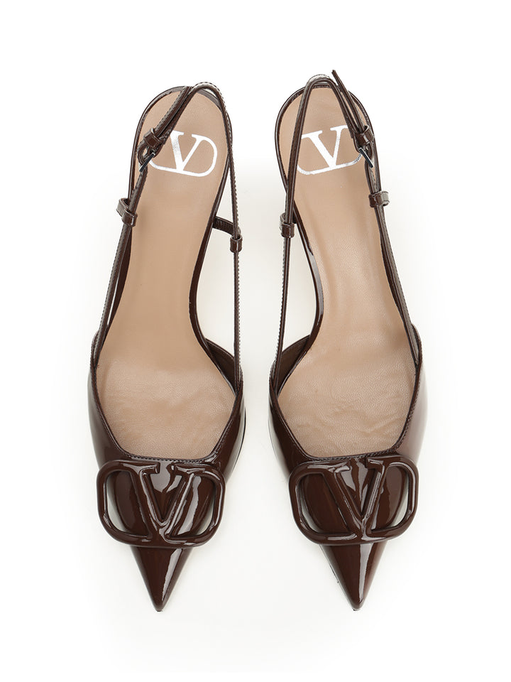 Valentino Garavani Vlogo 80 Slingback Pump In Patent Leather Pumps - Brown | 6a6b495b171f48a74d0ab8d42cb5f0511639e4d0