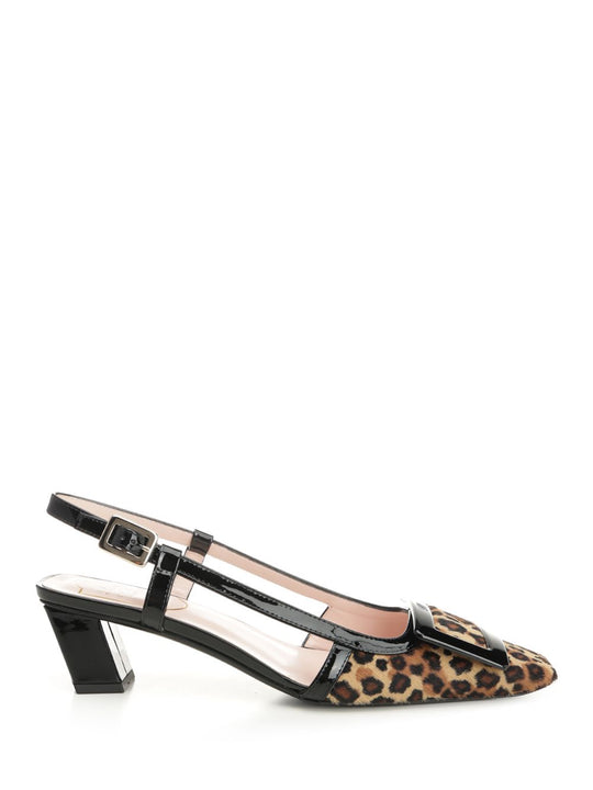 Belle Vivier Leather Slingback Pumps Animalier