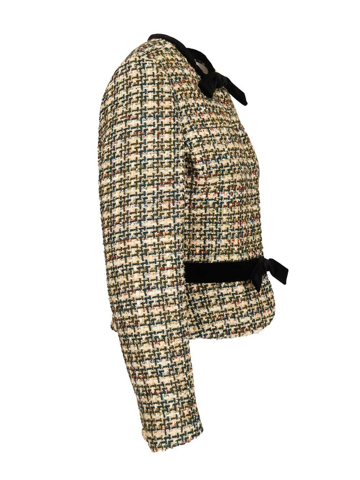 Valentino Garavani Velvet Bow Tweed Jacket Jackets - Multicolor | 910f4c725f548dc01e9757bd8ce28410b51dc406