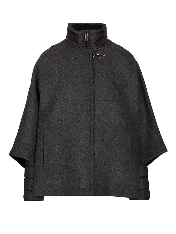 Fay Double Cap With Quilted Details Coats - Grey | f6cedc888d1214a79fb057fc1fdcaed3ae2ebb4a
