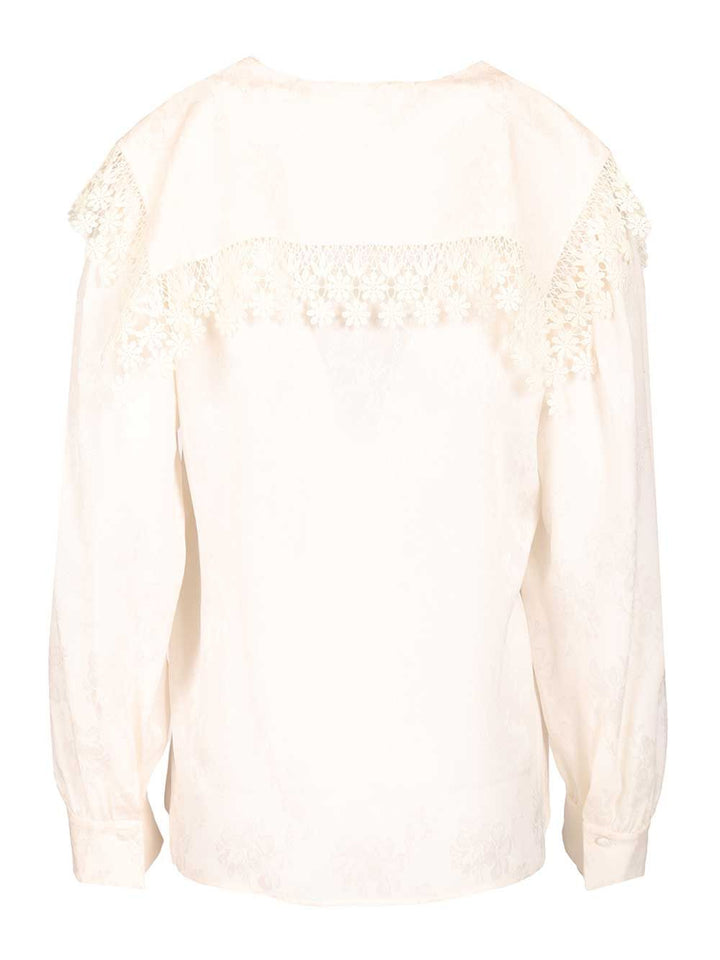 Chloe' Blouse With Maxi Collar Shirts - White | b291c03346b1dec01b6002248b96c05cc6a863e0