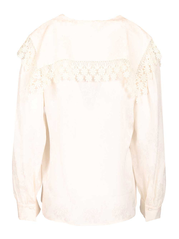 Chloe' Blouse With Maxi Collar Shirts - White | ad1b44a5bfee6da3271a3a435fb1f7e6d5e35151
