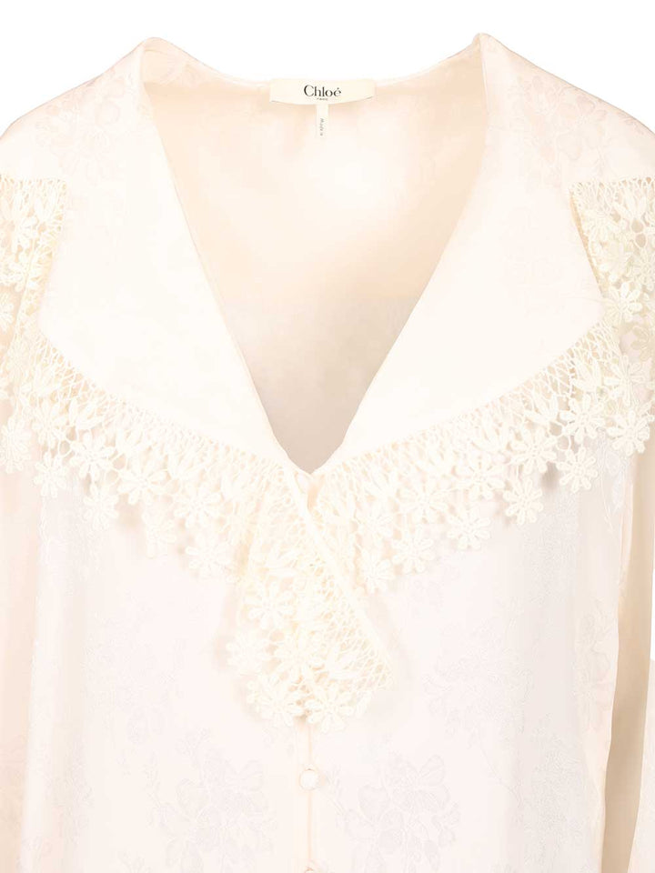 Chloe' Blouse With Maxi Collar Shirts - White | 4aa5784123693c4b3793b293211a5b04dfa76aa3