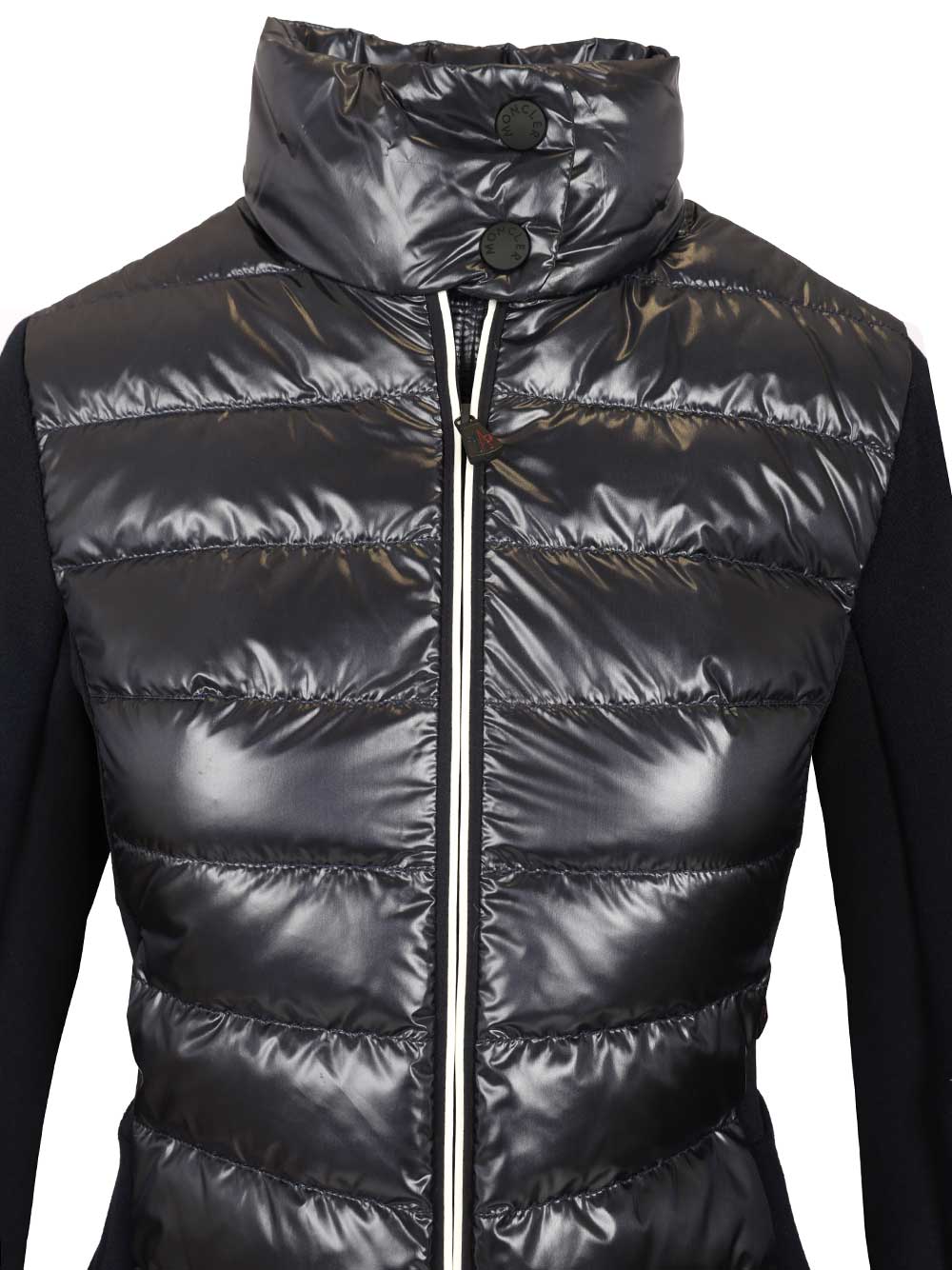 Moncler Grenoble Padded Cardigan In Shiny Nylon Coats - Blue | aac77ea8219ad891b69e2ac55d8dd92aa0a6708a