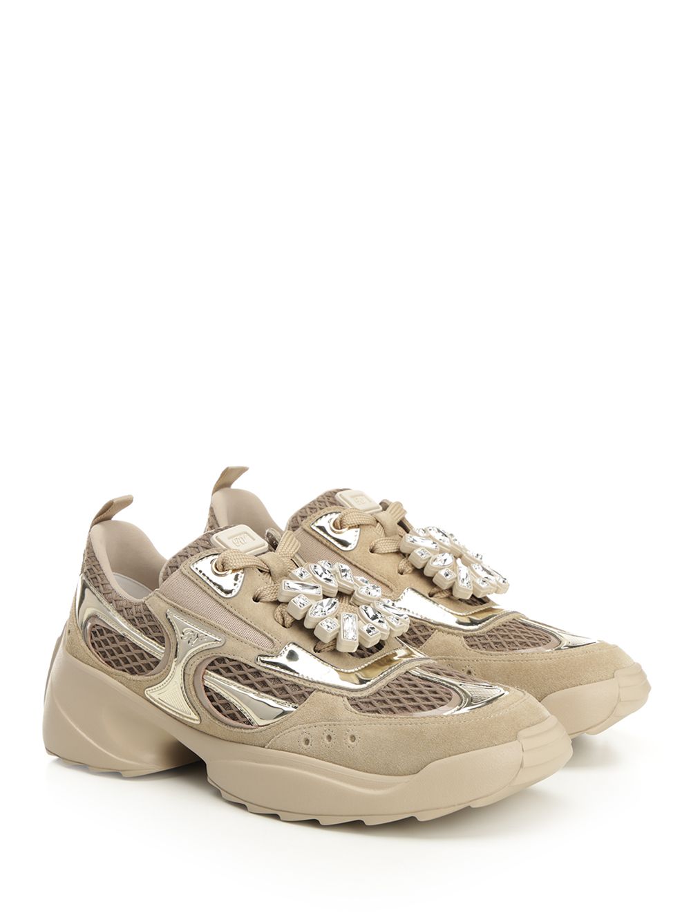 Roger Vivier Viv' On The Run Sneakers Lace-Up Shoes - Beige | 599684a7757172dc391a769189c13e6a1d624e96