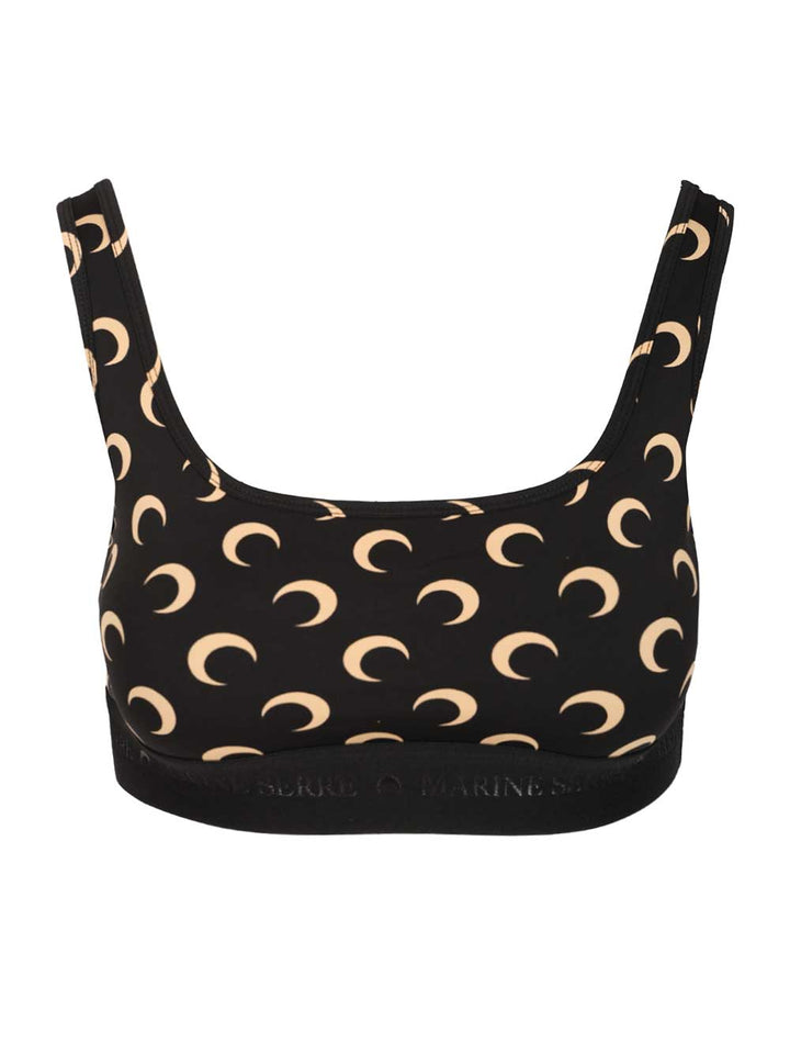 Marine Serre Moon Sports Bra Tops - Black | 553cda992342770deca74c92a505ef1fbae2f063
