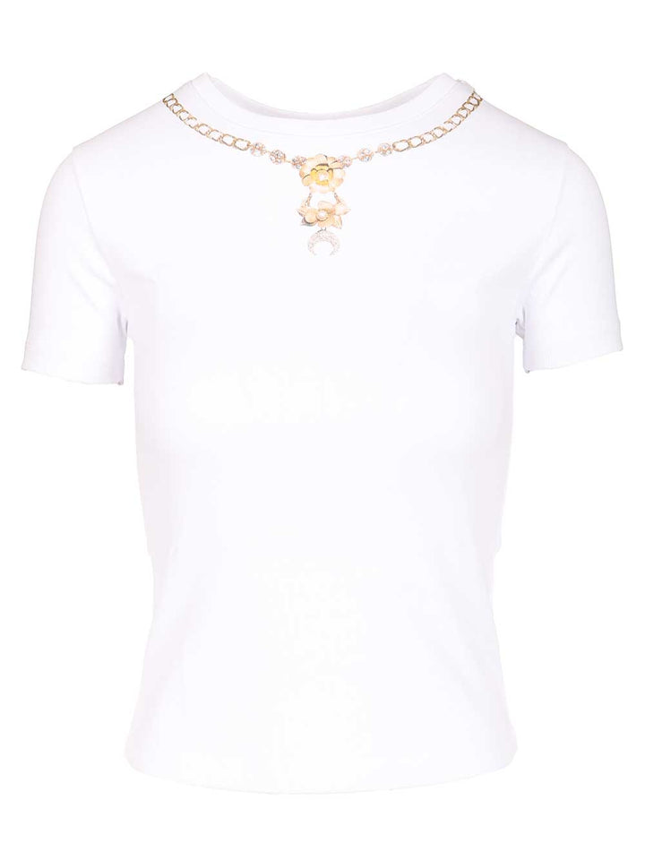Marine Serre Trompe L'œil Jewelry Jersey Baby Fit T-Shirt - White | 3f5ed819b2a8e1408cec273dbeb0eb1a3512182b