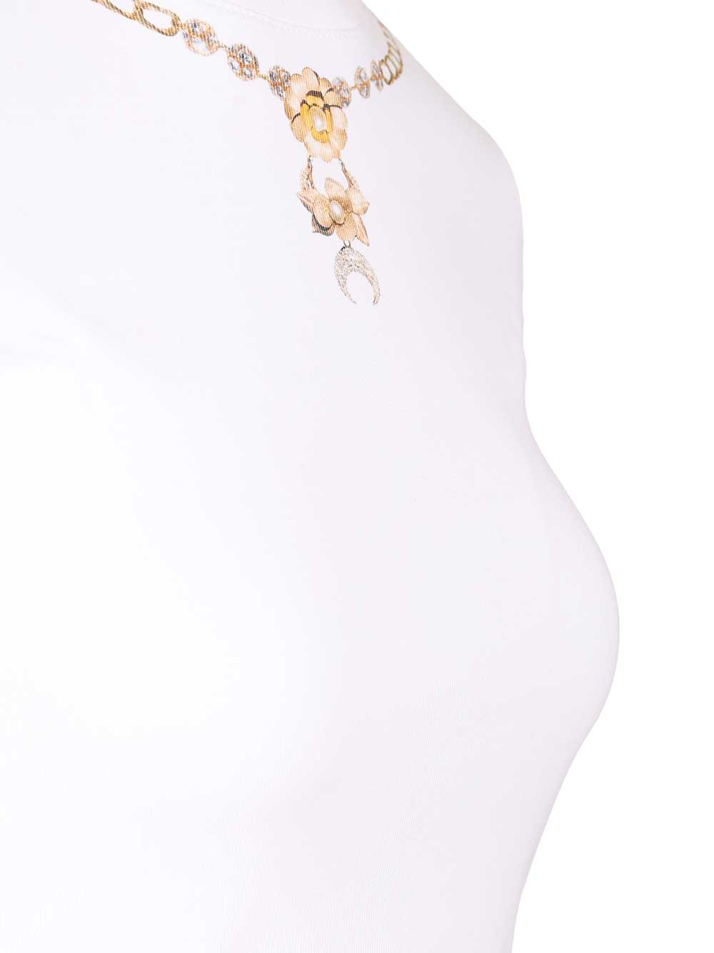 Marine Serre Trompe L'œil Jewelry Jersey Baby Fit T-Shirt - White | 61a37c9d24d5a9caa58d44dbe39356f9604c66b7