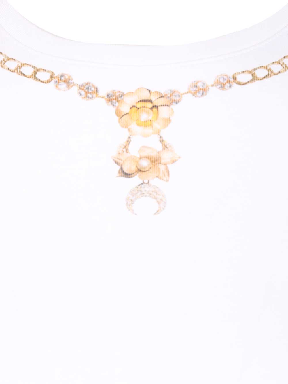 Marine Serre Trompe L'œil Jewelry Jersey Baby Fit T-Shirt - White | 1840c5da812f8099db253ec8ae810e306bd381a7