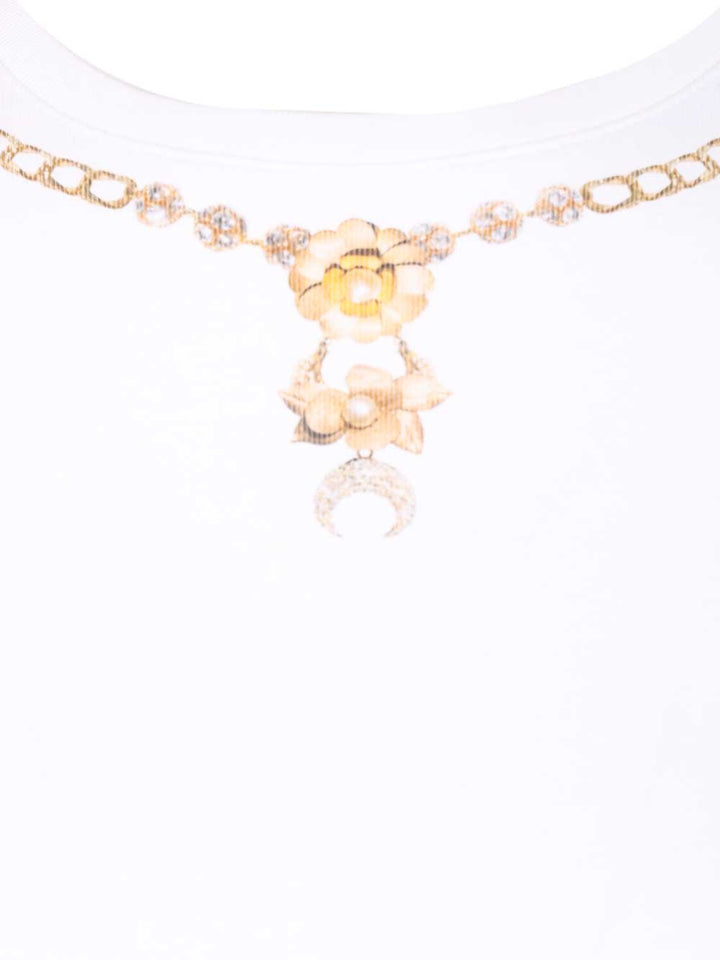 Marine Serre Trompe L'œil Jewelry Jersey Baby Fit T-Shirt - White | 1840c5da812f8099db253ec8ae810e306bd381a7