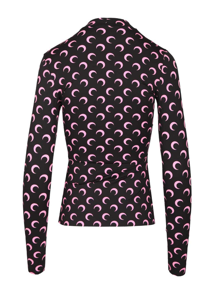 Marine Serre High-Neck Sweater Tops - Black | 113aeb4a2ec03785fa74eda3b11746b969492058
