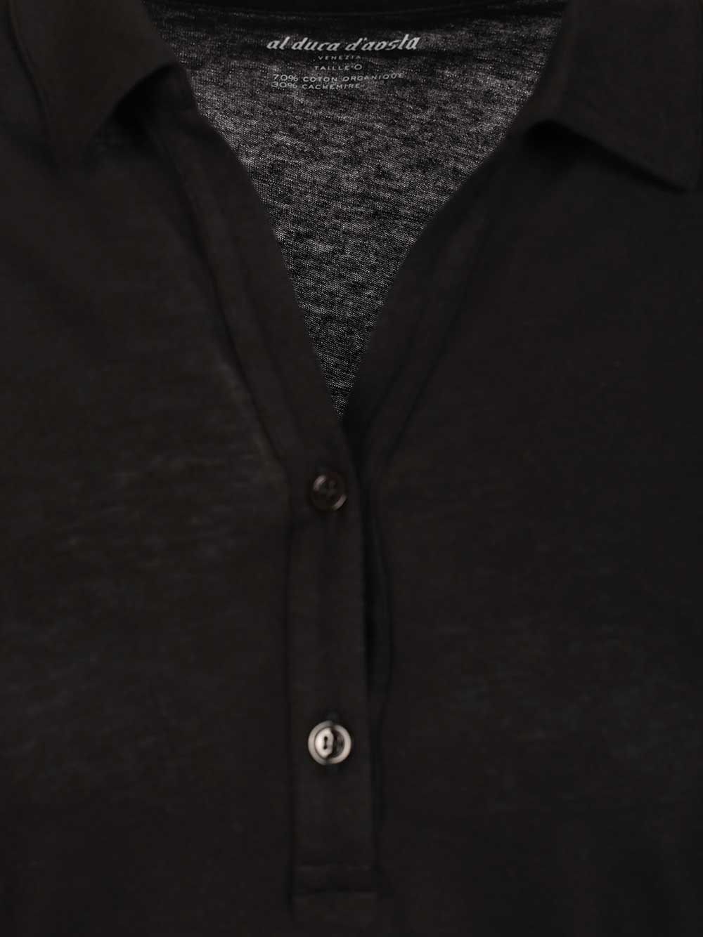 Al Duca D'Aosta Cotton And Cashmere Polo Shirt T-Shirt - Black | 16944add245fc8d736fabb178da07b29745bf751