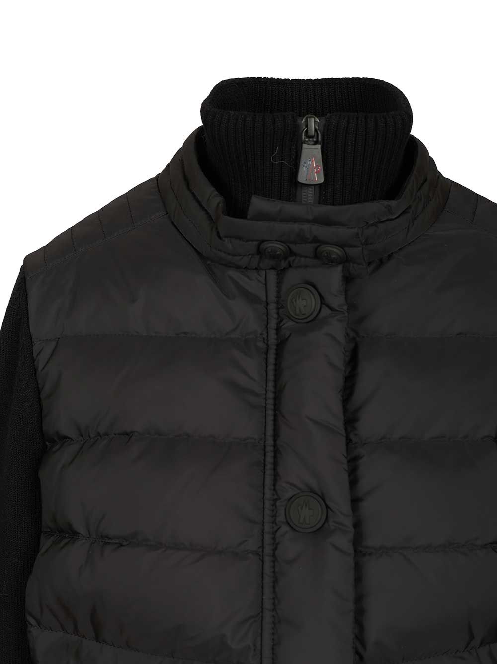 Moncler Grenoble Padded Wool Cardigan Coats - Black | b8d53a409c18cfaa8ed304f520a571b847936d44