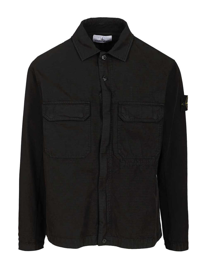 Stone Island Field Jacket In Organic Cotton Shirts - Black | 7902a47039339944fe27f90eac5c73c9a915b81d