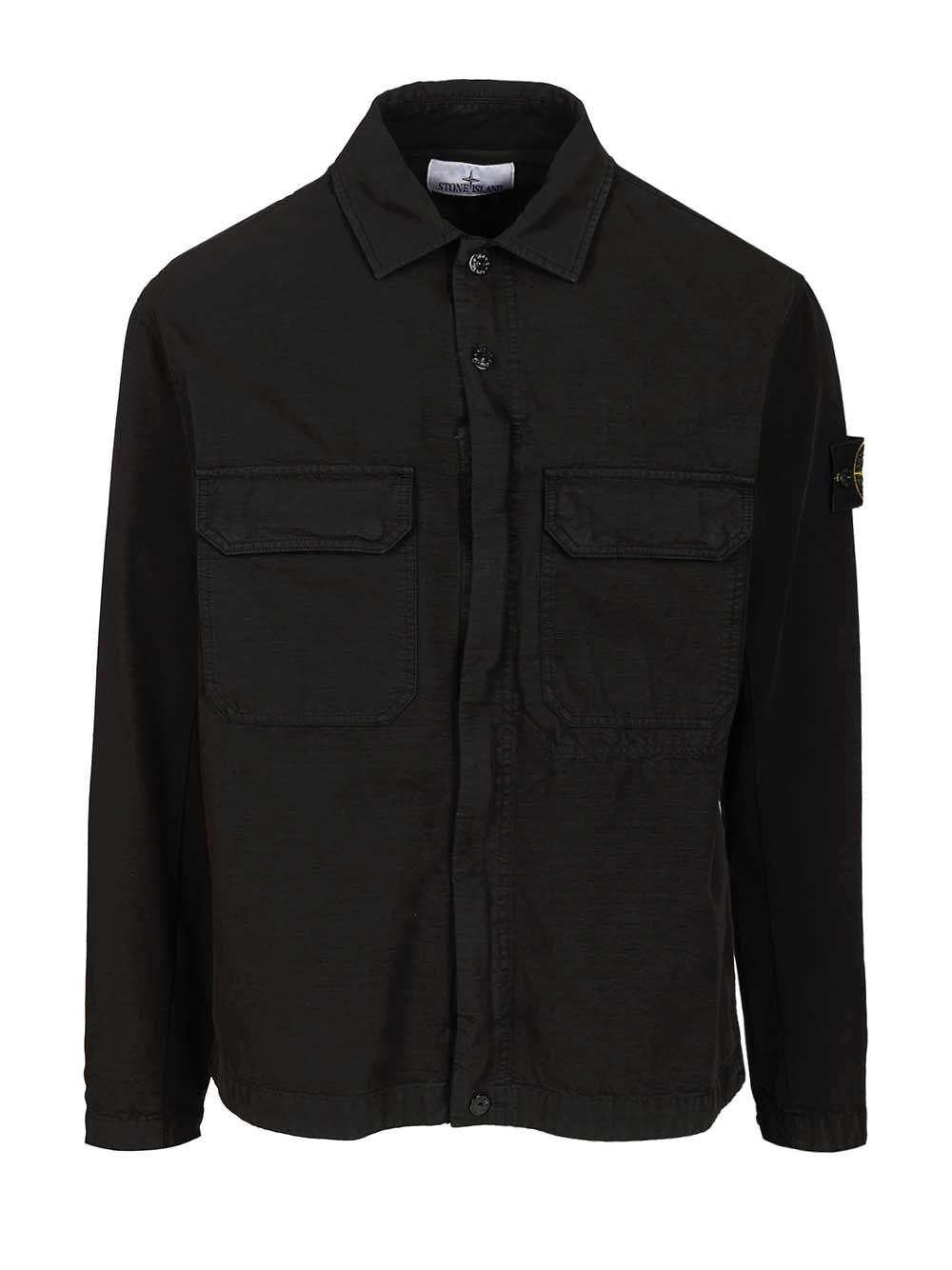Stone Island Field Jacket In Organic Cotton Shirts - Black | 7902a47039339944fe27f90eac5c73c9a915b81d
