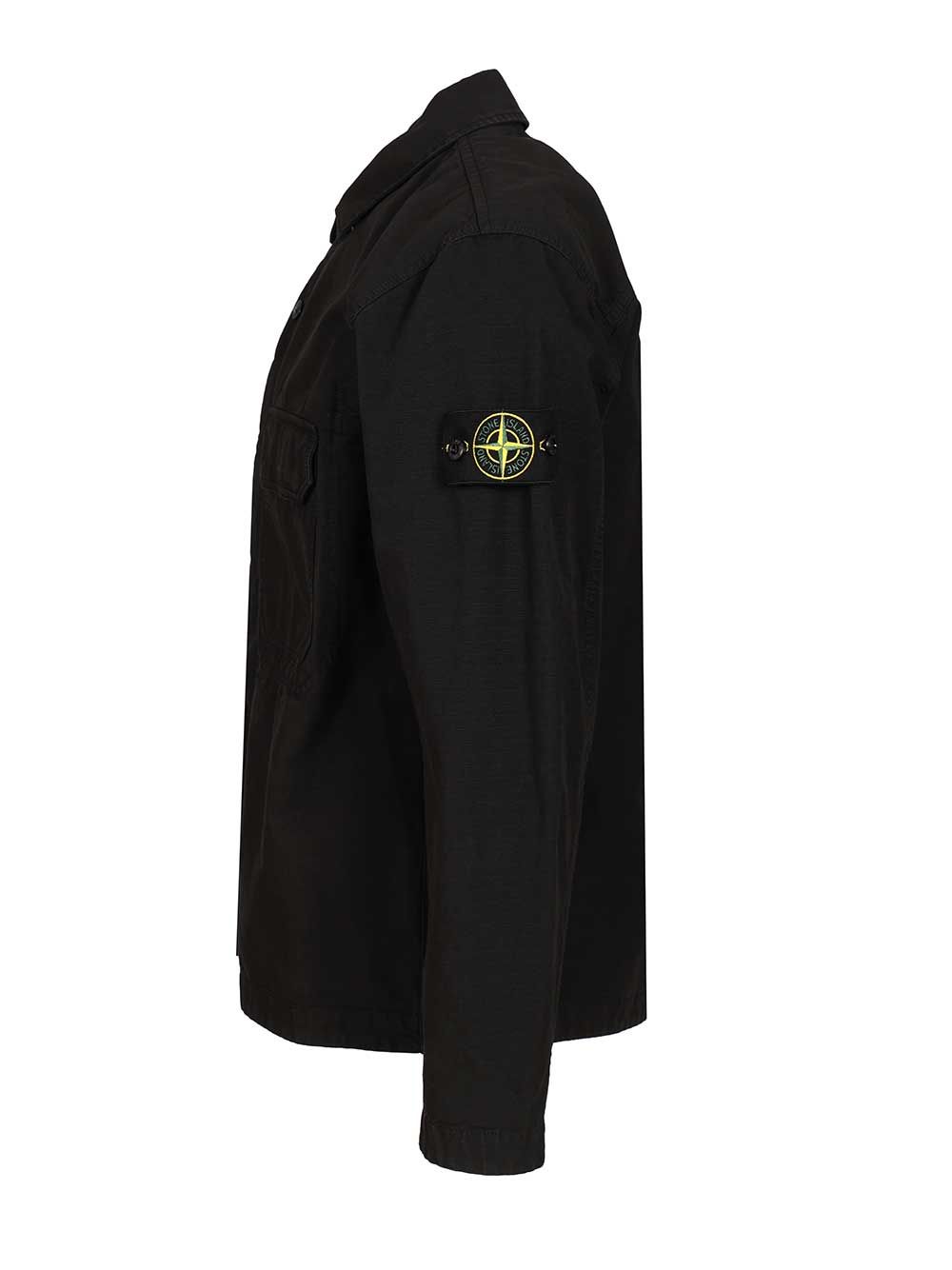 Stone Island Field Jacket In Organic Cotton Shirts - Black | 26c5204f2f174b92fce7a95e69b93c83e331a0f1