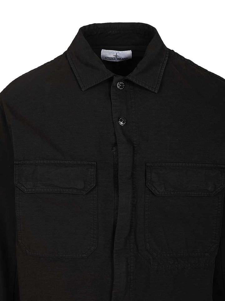 Stone Island Field Jacket In Organic Cotton Shirts - Black | 6b5b9e934f7d80d6bcbcb0c9b146f47bbd510e2b