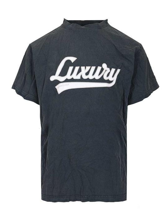 “Luxury Script Oversize” T-Shirt Blue