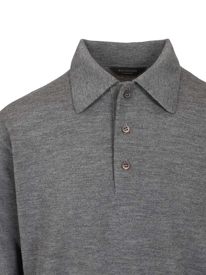 Balenciaga Polo Neck Pullover Knitwear - Grey | 45edf62ddf12d672b7100ac026d1e916b049c5ef