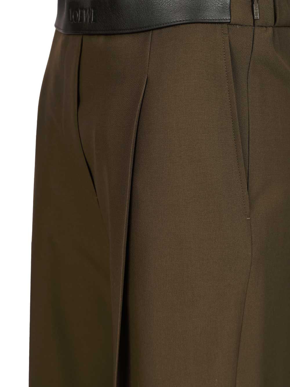 Loewe Wool Trousers - Green | 1b3ec8c34d3ae4eec186e1b3e137a2cadfaf46b4
