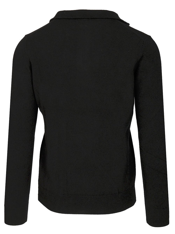 Al Duca D'Aosta Maglia Serafino In Cashmere Knitwear - Black | 36b08f9d2b3909ee32e83a42e0b5875bf44bb430