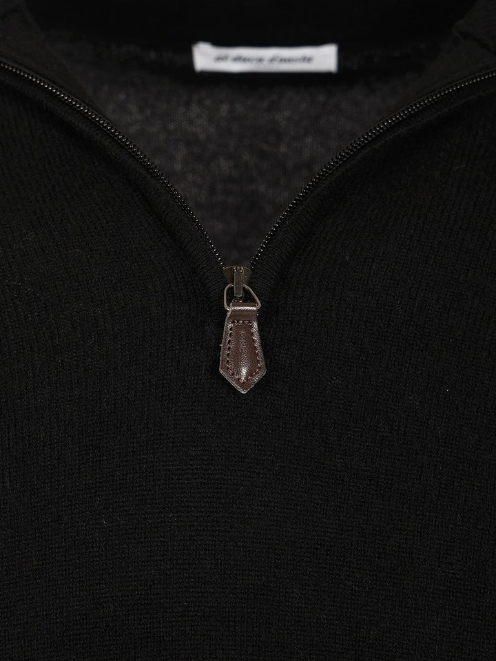 Al Duca D'Aosta Maglia Serafino In Cashmere Knitwear - Black | 07102a7200207ead3f05096c34fe6e102ba3757f