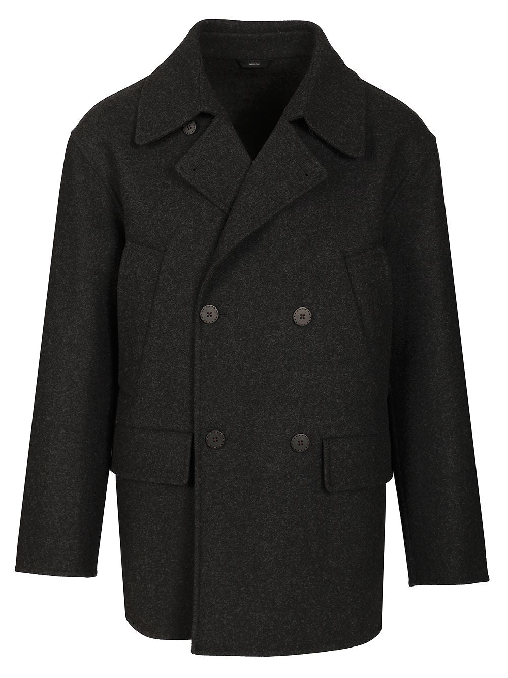 Fendi Wool Pea Coat Coats - Grey | 4ddd081a4f5aa8637f2387b31eaf1c74874ea9e6