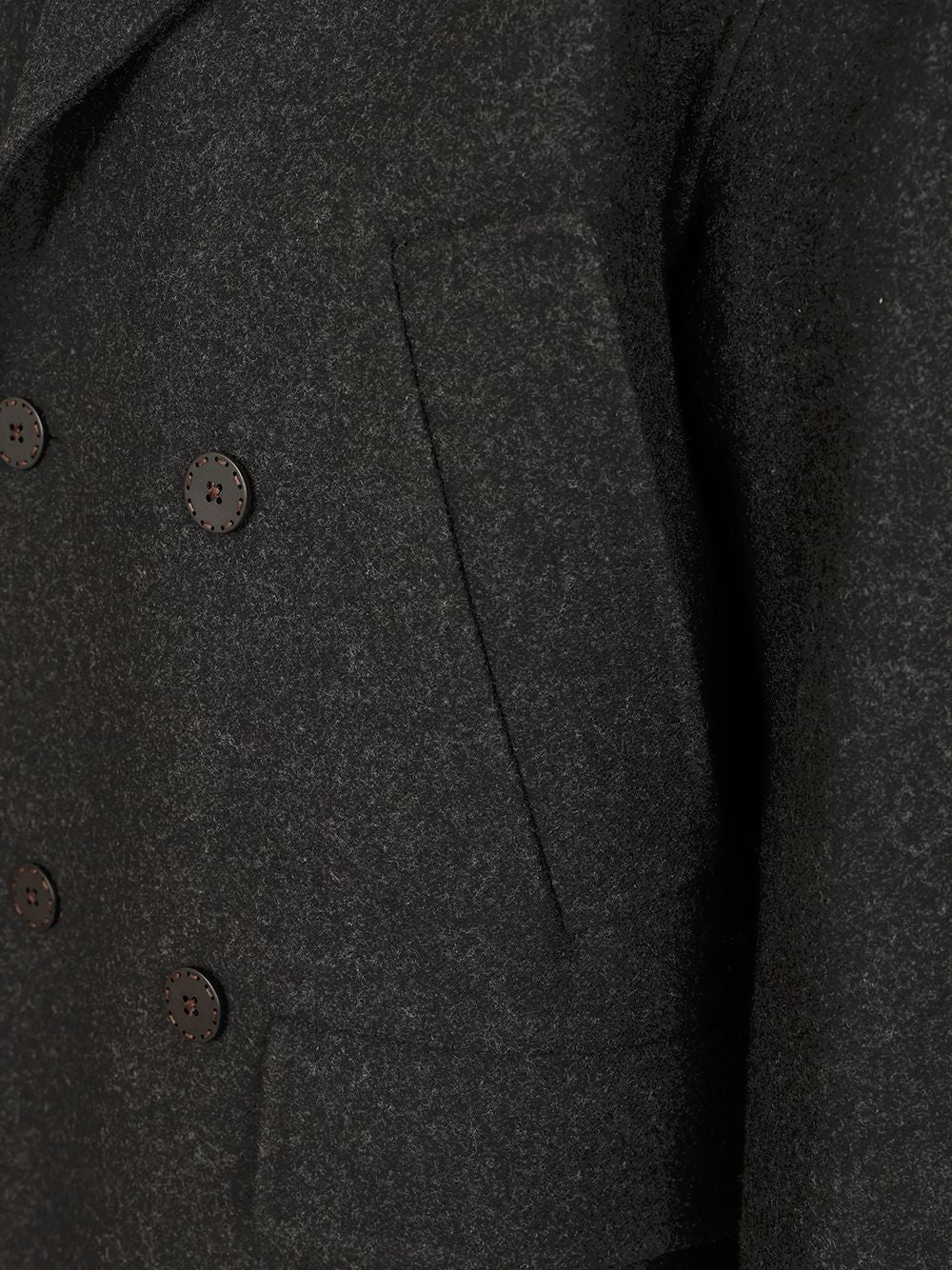 Fendi Wool Pea Coat Coats - Grey | 69a599928d4ffcf719845f3ffd899c857a23f92c