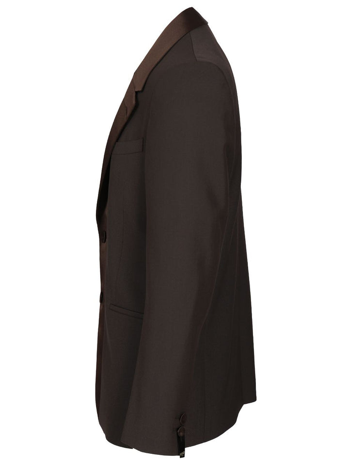 Fendi Brown Wool Crepe Blazer Jackets - Brown | 7a496e6dcf0630414b383c1599a91db3c2121e4a