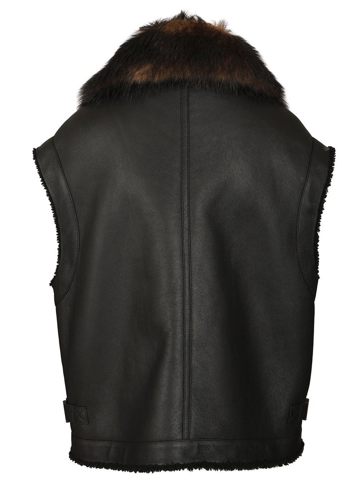 Fendi Black Nappa Leather Vest Coats - Black | 33ecc36614053745c17d6ca9e5cb2fbc33c597bb