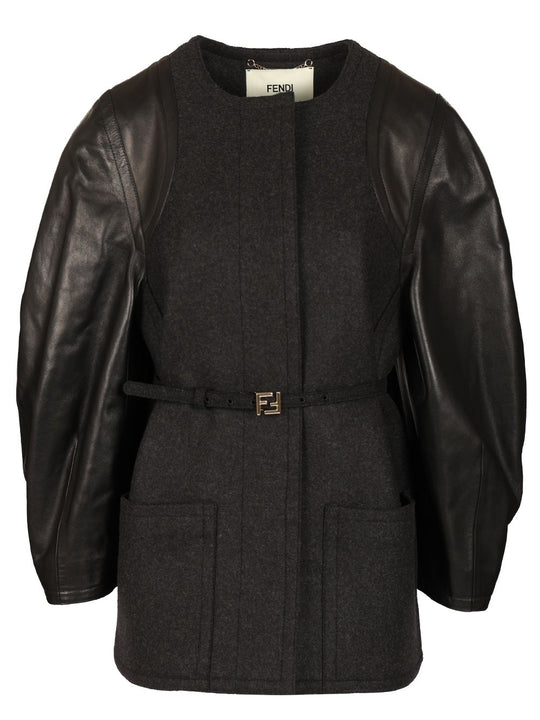 Single-Breasted Short Jacket Coats Grey