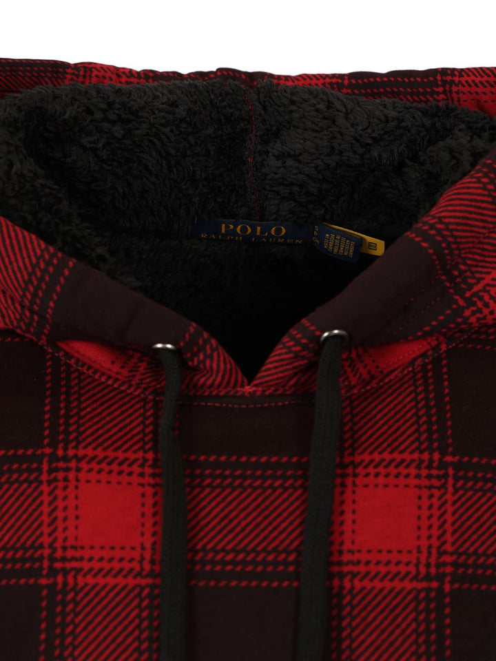 Polo Ralph Lauren Checked Fleece Hoodie Sweatshirts - Red | 153b207fd74ec704acdb557ee3dcd0d9ec03491d