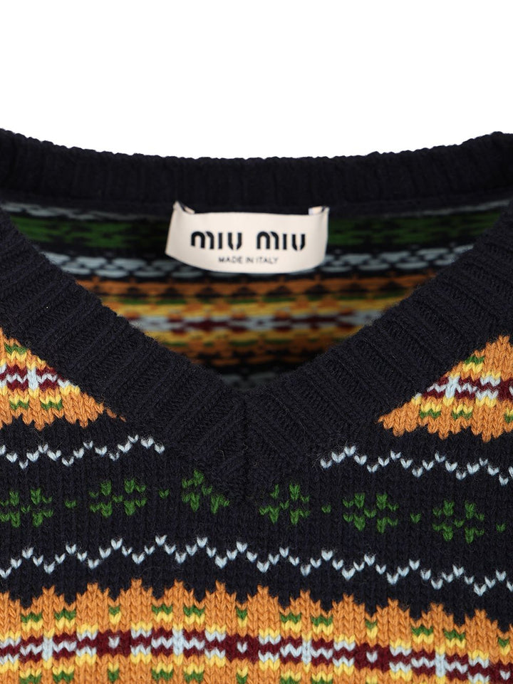 Miu Miu Wool Sweater Knitwear - Blue | 960587f28ab5a59665a313da9e2bd5a37d4aa5ac
