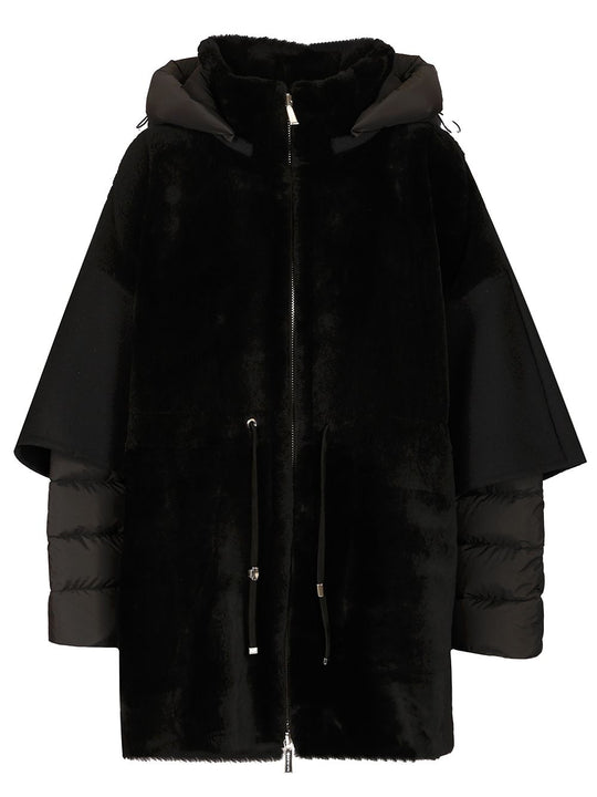 Raja Shearling Cape Coats Black