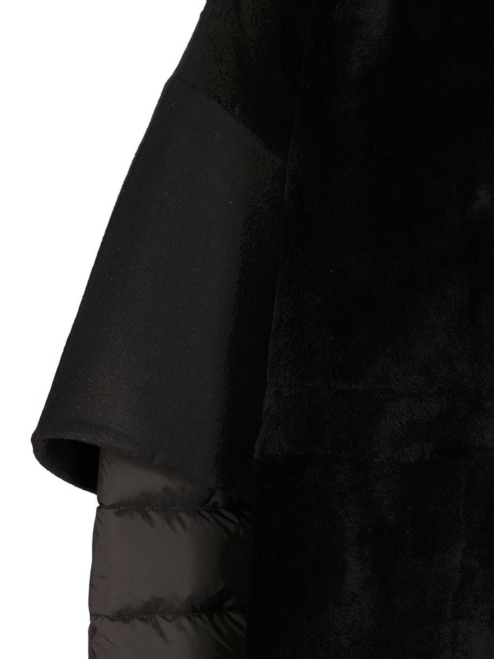 Moorer Raja Shearling Cape Coats - Black | a319c264e09ac30f14c63fbd5cd95248b53ebe2b