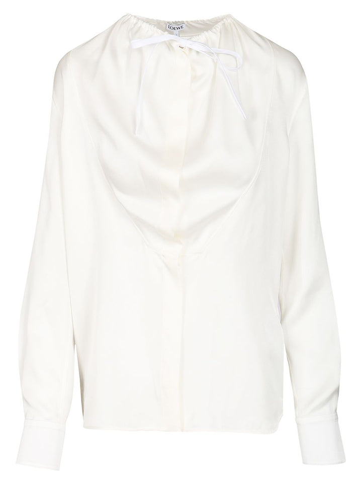 Loewe Silk Satin Blouse Shirts - White | b0cd23cba97282fddd94fa2741b764d6cfe22c83