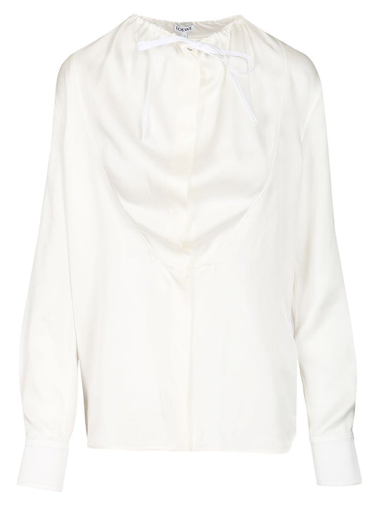 Silk Satin Blouse Shirts White