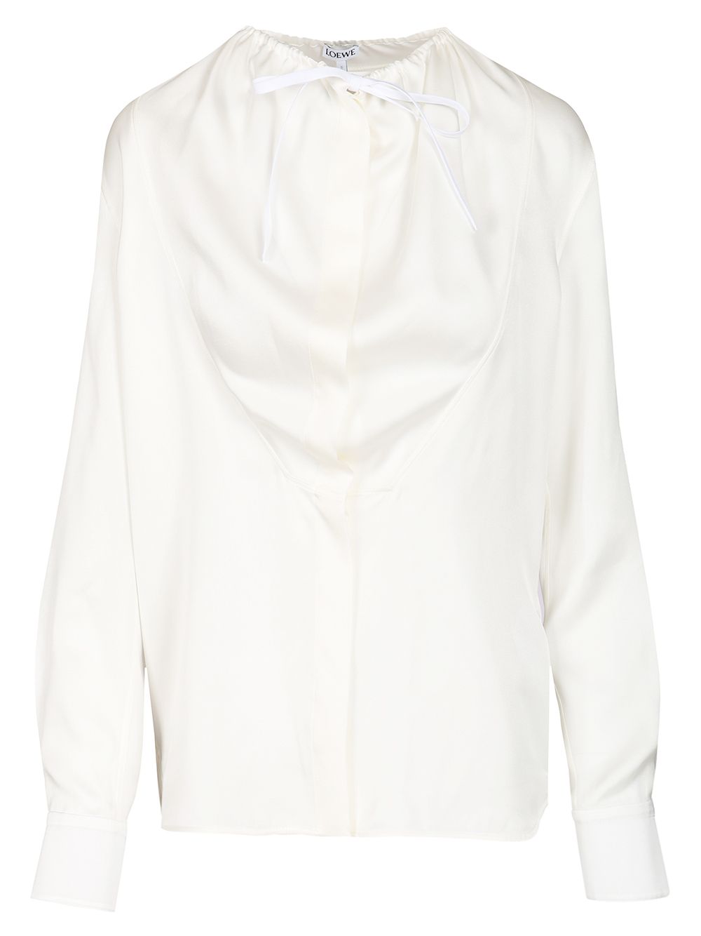 Loewe Silk Satin Blouse Shirts - White | b0cd23cba97282fddd94fa2741b764d6cfe22c83