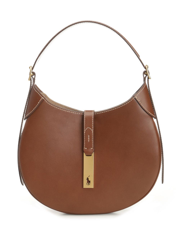 Polo Ralph Lauren Small Polo Id Leather Shoulder Bag Shoulder Bags - Brown | c9b24ab53ab3c2dde48967472e561069c1e5a863