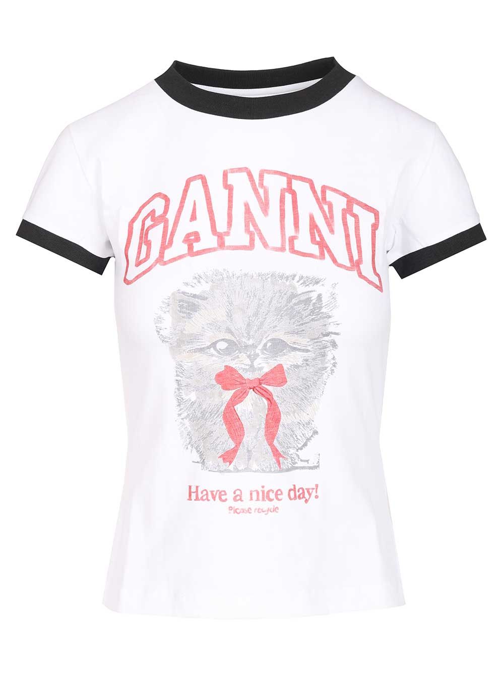 Ganni Cotton T-Shirt - White | c314ebbde865abdd6a50945056f5c92b6809b17d