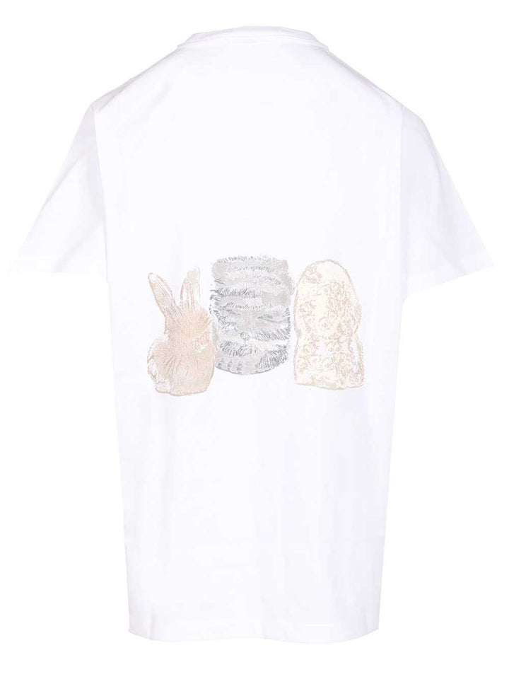 Ganni Basic Cotton Jersey Cute Animals T-Shirt - White | c09cb86a7642d8422a89a692d02617f1ad65fa1a