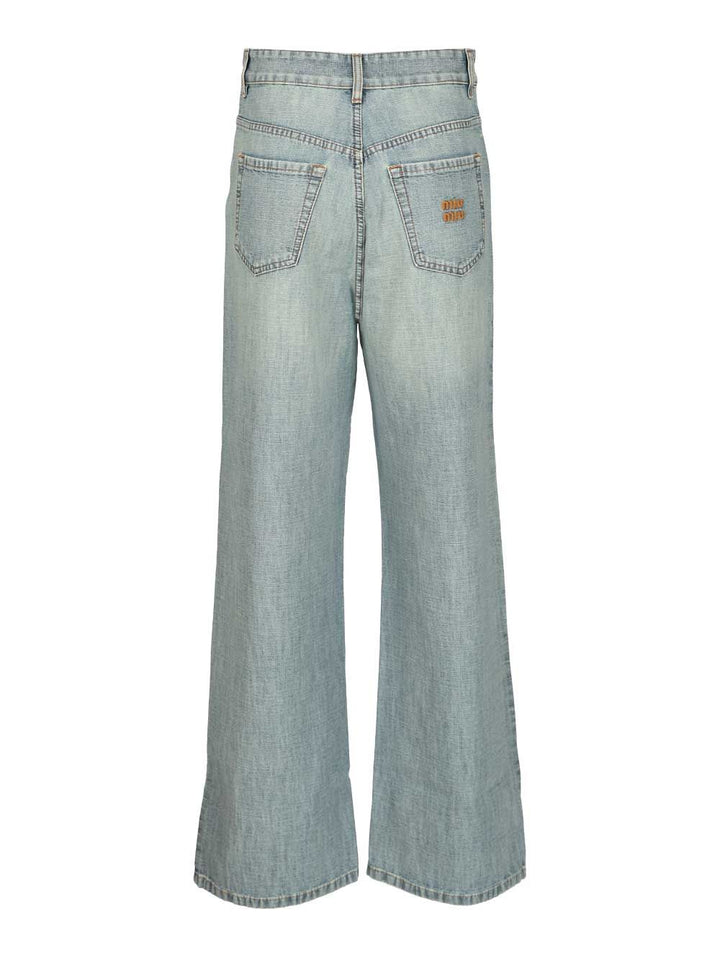 Miu Miu Chambray Denim Trousers Jeans - Light blue | fab00f07f14dee71cba8f09c6cfa0dee88a3909b
