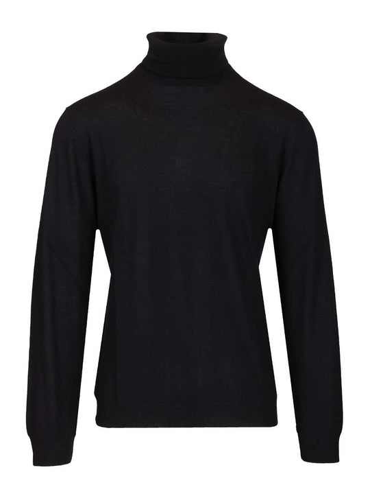 Merino Wool Turtleneck Knitwear Blue