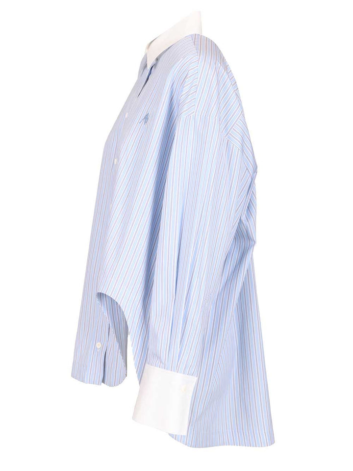 The Attico Striped Cotton Shirt Shirts - Light blue | 0e93b835e0c13a3c2ed48afe3c9a193d30a40196
