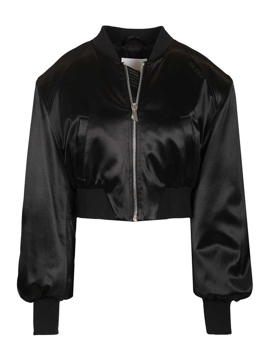 Satin Bomber Jacket Jackets Black