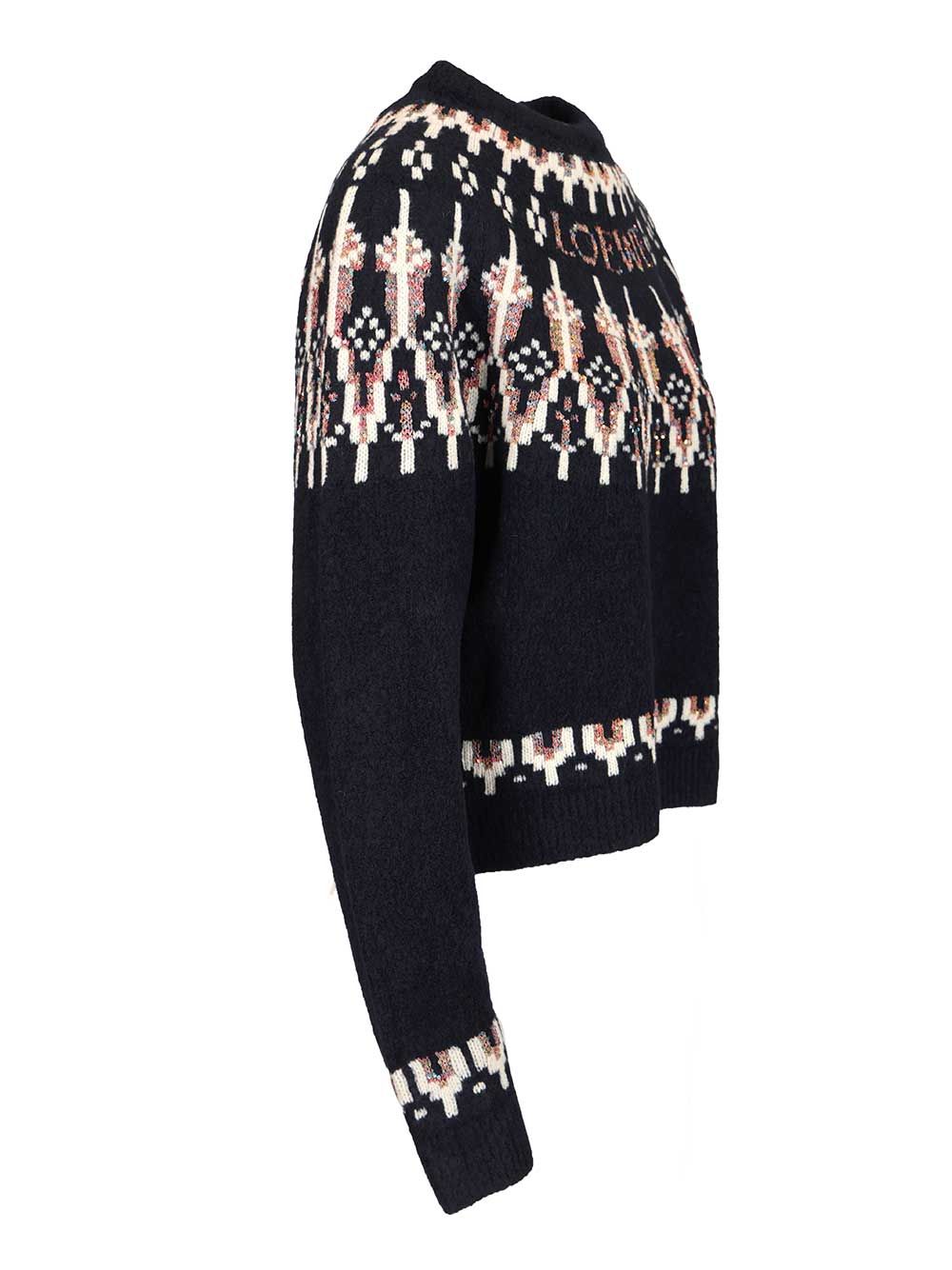 Loewe Wool Blend Sweater Knitwear - Blue | 7a0d8e776c88057b48dd00d62535561379615814