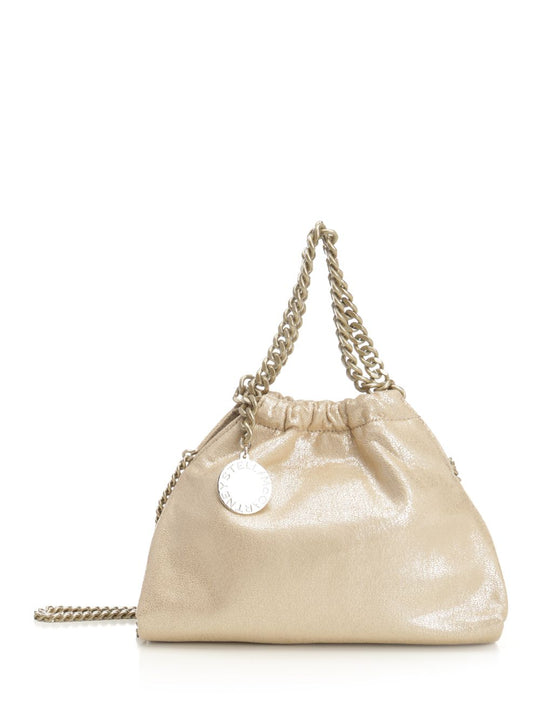 Falabella Mini Drawstring Bag Eco Shiny Dotted Chamois W/Tonal Chain - Airlite Shoulder Bags Gold